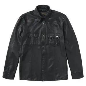 Stetson Leather Western Shirt Jacket (Black) - Men's Leather Jacket