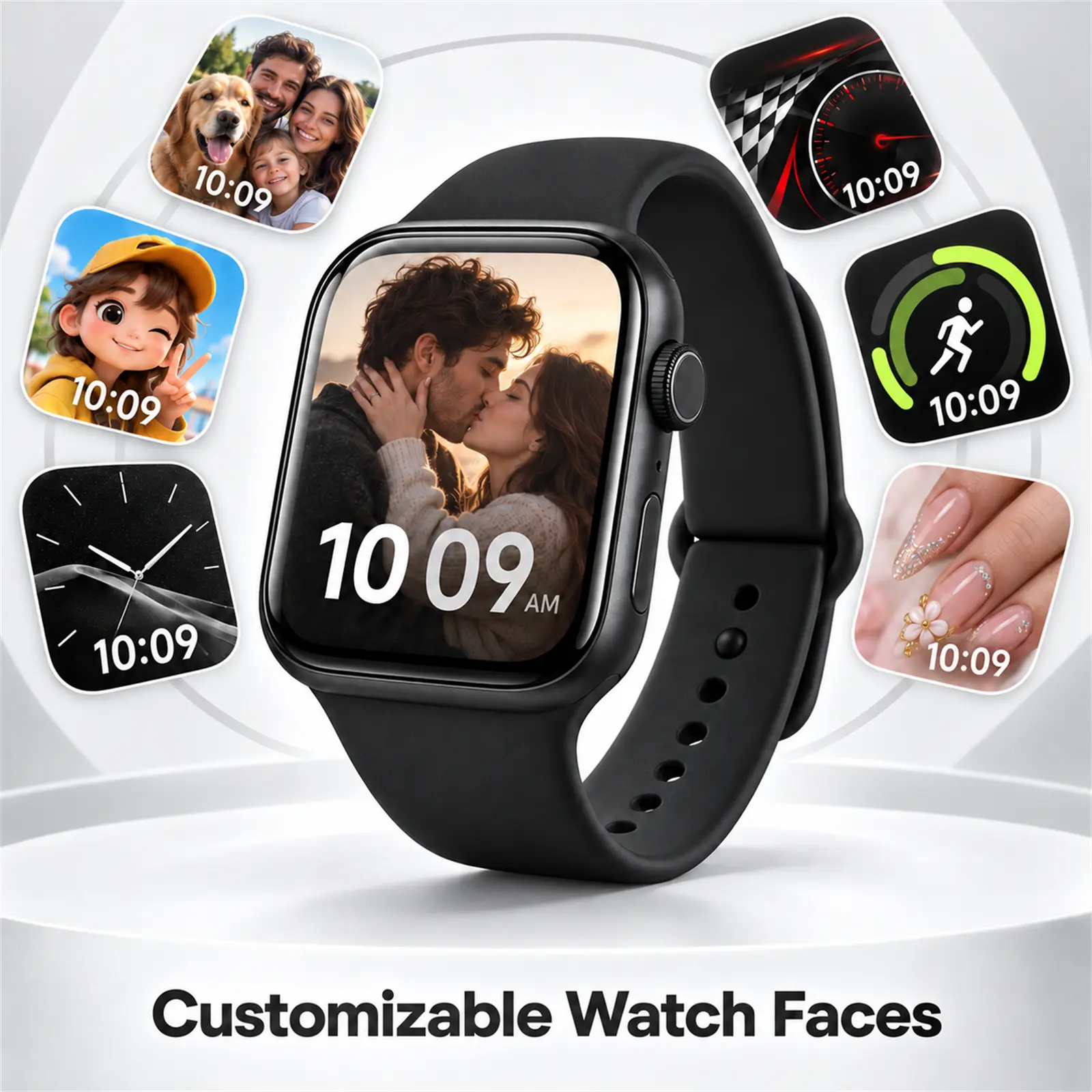 2026 DOVILUXE Digital Fitness Smart Couple Watch - 2.01" Touch Screen, Camera, Activity/Step Tracker, Message Reminder, Alarm, Timer, Music Player, Silicone Strap, iOS & Android Compatible, Men's Phone Gift