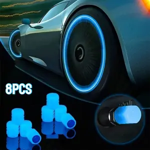 Upgraded 8PCS Luminous Tire Valve Cap Set, Waterproof Glow-in-the-Dark Air Stem Covers for Car, Bike & Motorcycle, Universal Fit Wheel Accessories, Night Safety Decoration
