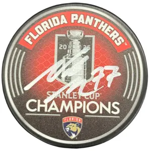 Niko Mikkola Autographed Florida Panthers (2025 Stanley Cup Champs) Hockey Puck - JSA