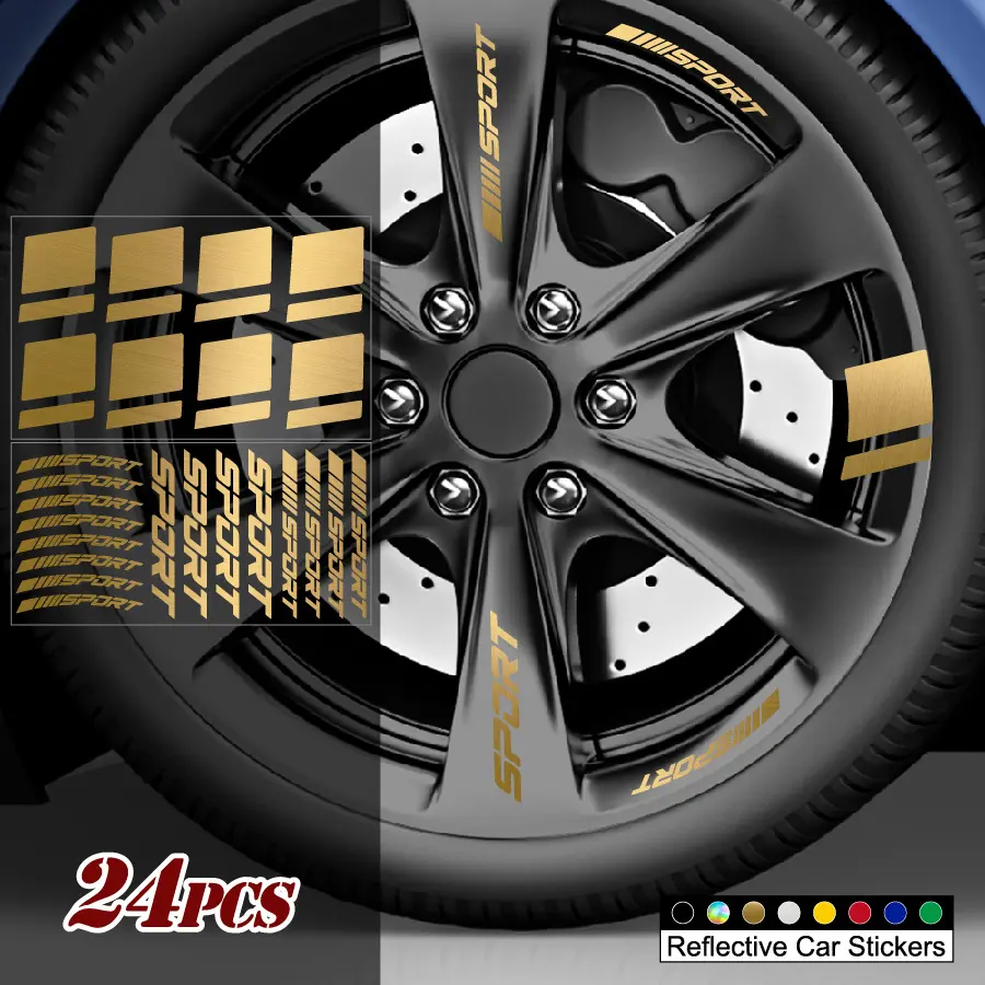 Wheel rim stickers, suitable for racing stripes on SUVs and sport vehicles, as well as shape stickers for wheels and accessories, Reflective Sticker, Automotive Car Accessories