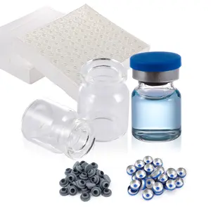 3ml Clear Glass Vials-1 Dram Clear Glass Headspace Vials with Plastic-Aluminum Flip Caps and Rubber Injection Stoppers, 100 Pack, 20mm Flat Bottom Lab Vial