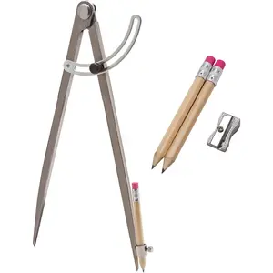 12 Inch Precision Locking Wing Divider/Woodworking Compass with Pencil Holder INCLUDES Two Pencils  Pencil Sharpener Ideal for Drawing, Drafting, Carpentry