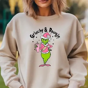 Grinchy and Bougie T-shirt, Trendy Christmas Hoodie, Holiday Sweatshirt - Cozy Unisex Style