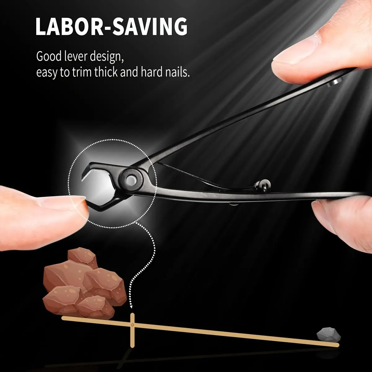 Modern Straight Nail Clipper, 17mm Wide Jaw Opening Heavy Duty Thick Toenail Clippers with Iron Storage Box Alloy Steel Blade