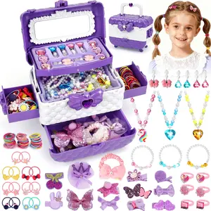96Pcs Deluxe Toddler Jewelry Set - Sparkling Costume Jewelry with Hair Clips, Hair Ties, and Dress-Up Accessories for Little Girls - Perfect Christmas, Halloween, and Birthday Gift for Kids