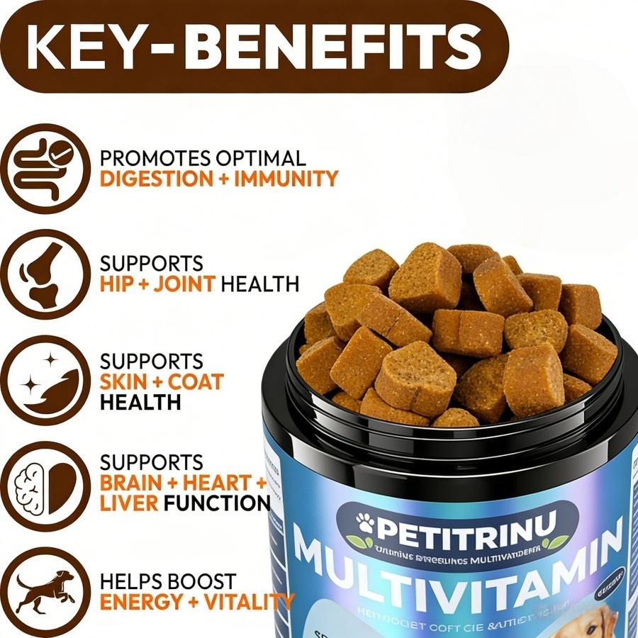 Dog Multivitamin Supplement with Glucosamine & Probiotics - Hip & Joint Support, Digestive Health, Immune Support, Heart & Skin - All-in-One Daily Vitamins & Omega-3s (CHICKEN Flavor, 120 ct)
