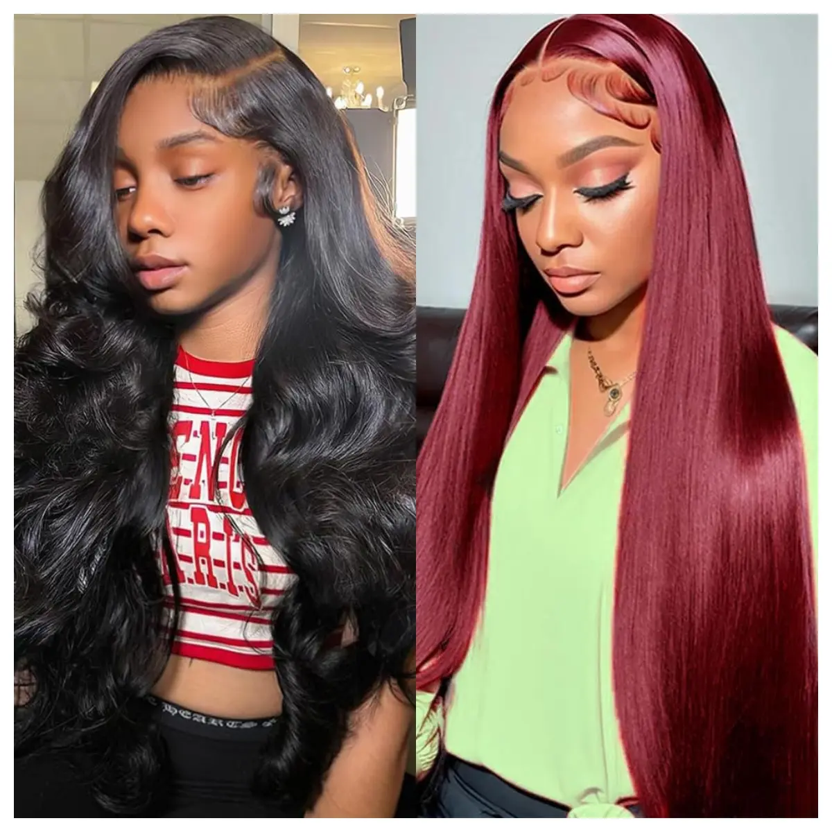 Black Body Wave+Burgundy Straight