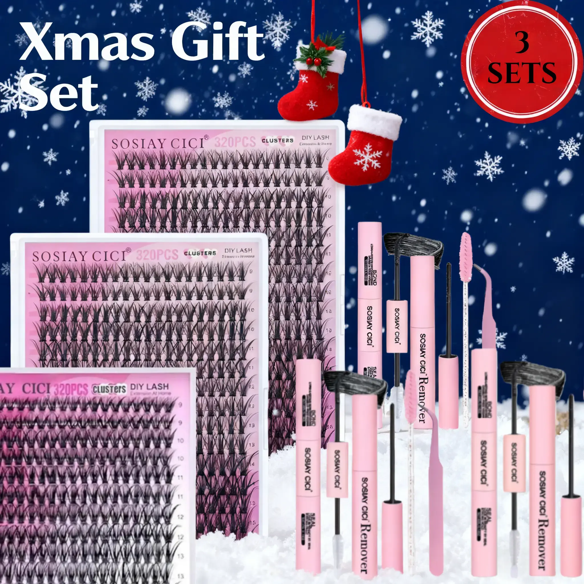 DIY Lash Clusters Kit, 40D D Curl Individual Lashes with Bond Seal Tweezers Remover, 9-16mm Mix Length False Eyelash Set for Beginners