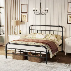 Aardhen 14 Inch Upgrade Your Sleep Experience: Heavy-Duty 14-Inch Metal Bed Frame with Headboard and Footboard - Supports Up to 3500 Pounds, Noise-Free, No Box Spring Needed - Sleek Black Design