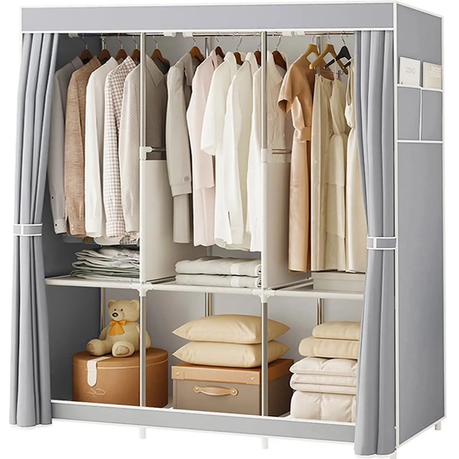 Wardrobe, hanging bar, shelf, clothes bag Wardrobe, hanging bar, shelf, clothes bag