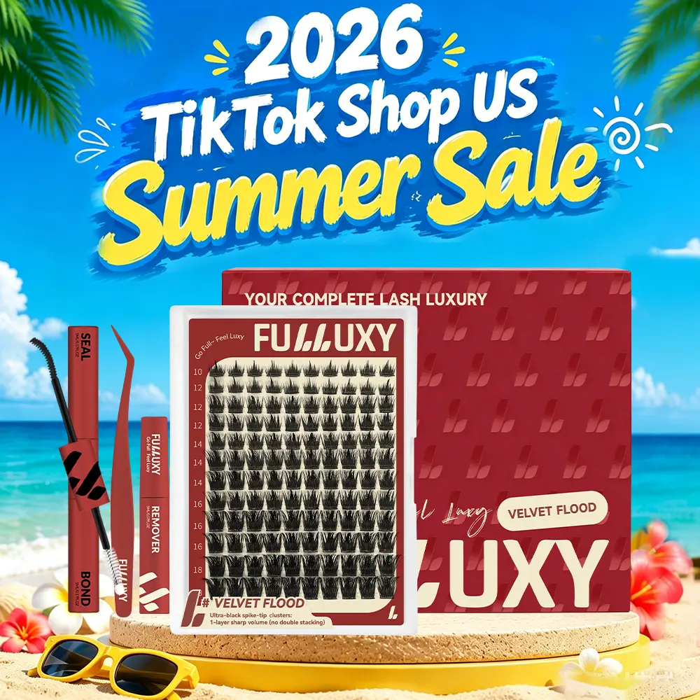 Fulluxy Velvet Flood | Signature Spike Lashes No Stacking Needed, Long-Lasting & Easy DIY | Complete Set with Glue Remover & Tweezer for Beginners | One Layer = Bold, Luxe Volume