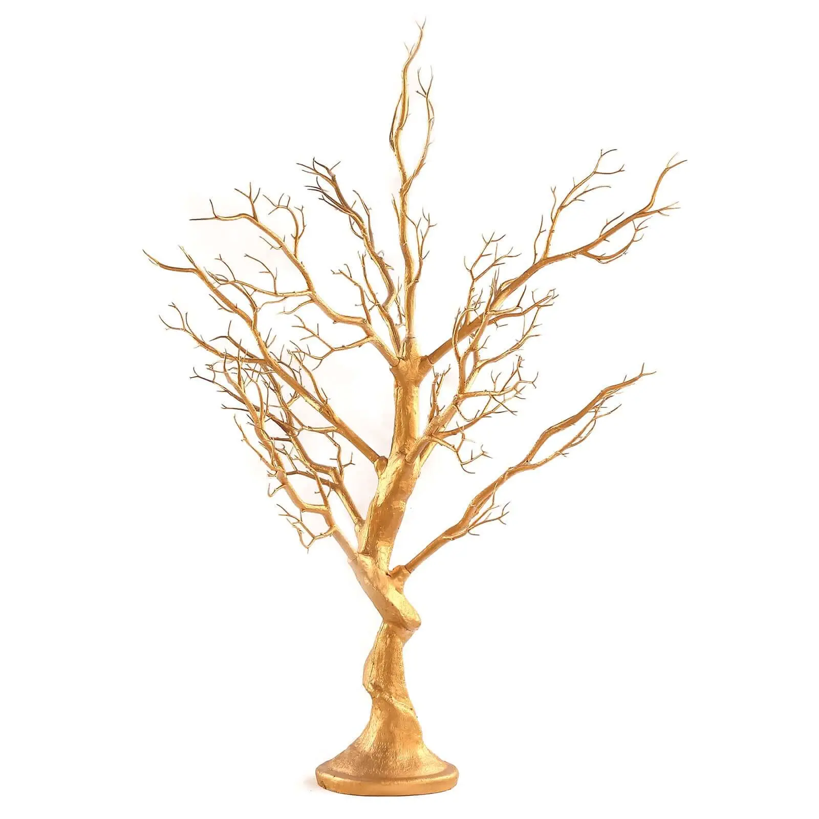 34" Metallic Gold Manzanita Tree Centerpiece with 8 Acrylic Bead Chains - Easy-Assembly Decorative Artificial Tree for Modern Weddings & Parties, Decorative Accents, Decorative Accents Artificial Trees