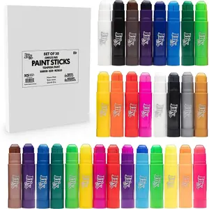 Tempera Paint Sticks (30 Vibrant Colors) -Arts & Crafts Projects, Draw & Paint on Wood, Paper, Ceramic, Canvas! Quick Dry, Non-Toxic,Mess Free