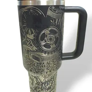 Custom laser engraved 40oz Stainless Steel Tumbler with Handle - 304 Stainless Steel Material - Drinkware