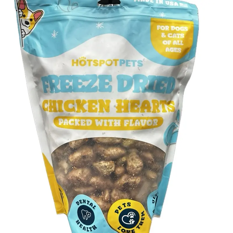 Hotspot Pets Freeze-Dried Chicken Heart Universal Dog & Cat Treats, 1 lb Big Value Bag, Made in USA, Hypoallergenic High-Protein No Preservatives Flavor-Packed Snack for All Ages Pets, Delicious