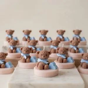 PACK – Little Bear Candles for Baby Shower Handmade Natural Wax. Decor Decoration