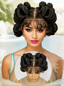 Fashion Bread Style Wig, HD Full Lace Large Parting Braided Headband Wig, 200% Density Single Layer Lace Edge, Daily Wear Short Curly Hair, Synthetic Wigs