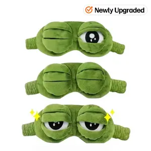 3D Frog Sleep Mask, Soft Plush Cotton Cartoon Eyeshade with 3D Contour Design, Hypoallergenic Adjustable Strap Portable Blindfold for Nap & Travel, Cute Novelty Accessory, Ideal Gift for Adults