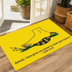 "Tread Upon Serpents" Christian Doormat, Luke 10:19 Bible Verse & Snake Print, Durable Non-Slip Mat for Faithful Home Entryways