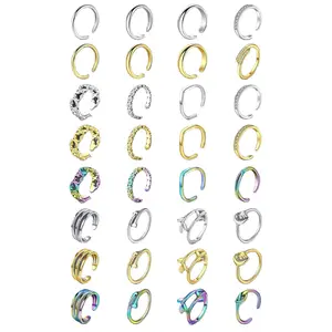 FASHION - 5pcs Stainless Steel Toe Ring Open Foot Ring Pack Set Hollow Heart Leaf Multiple Colors Available Adjustable Beach Toe Ring