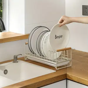 1pc No-Drill Dish Rack - Kitchen Organizer with Utensil Holder, Space-Saving Countertop & Cabinet Storage for Plates, Bowls, Durable and Easy to Clean, Kitchen Organization, Dish Drying Rack
