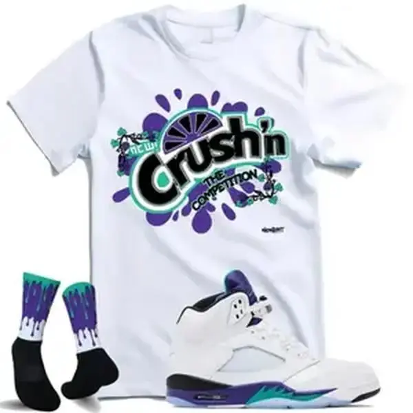Fitz 4 Kickz Graphic Tee, Unisex Halloween Streetwear T-Shirt to Match Purple & Emerald Green Sneakers, Shortsleeve Round Neck Top for Sneakerheads