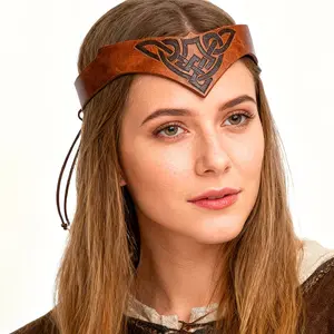 Vintage Leather-Style Headband, Medieval Crown, Renaissance Viking Helmet, Unisex Warrior Crown, Perfect for Halloween Costume
