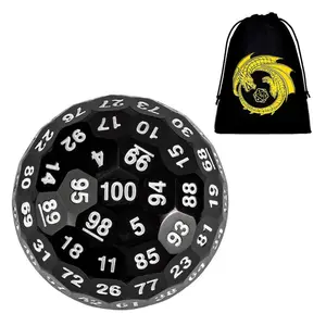 Upgraded 1-piece set 100-sided dice, 45mm polyhedral D100 dice, with yellow dragon cloth bag, perfect for tabletop role-playing games