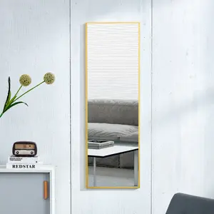 Aluminum alloy metal frame wall mounted full body mirror, bathroom makeup mirror, bedroom entrance, decorative mirror, quality upgrade, 48 "* 13.8",Full Length Mirror,Standing Mirror Modern LED
