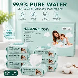 HARRINGRON Baby Wipes-Extra Large Size Design, 99% Water Based, Unscented & Hypoallergenic, Cleansing & Moisturizing Baby Wipes for Sensitive Skin,800Count (10 packs)