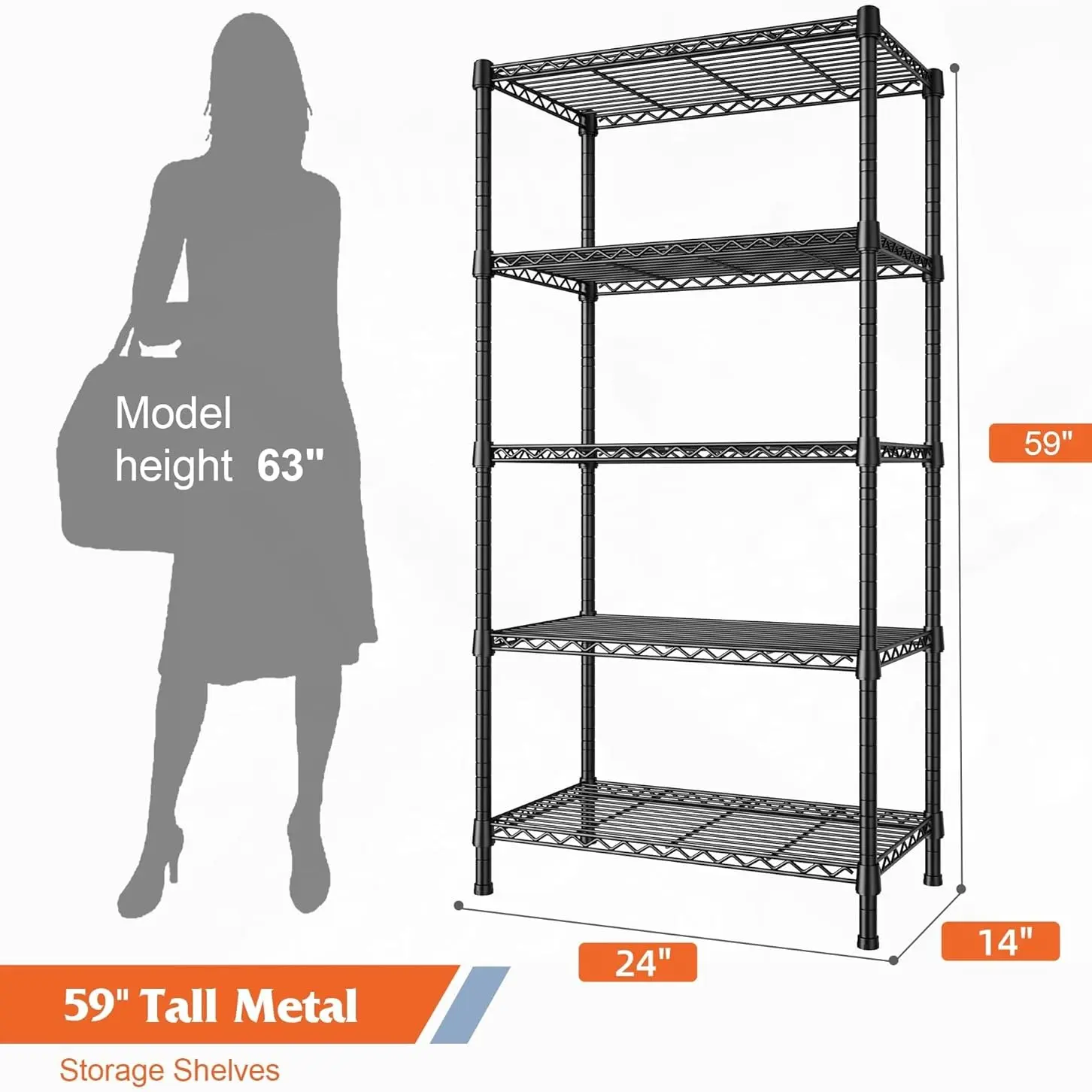 (Hot) 5 Tier&850LBS-24"W*14"D*59"H