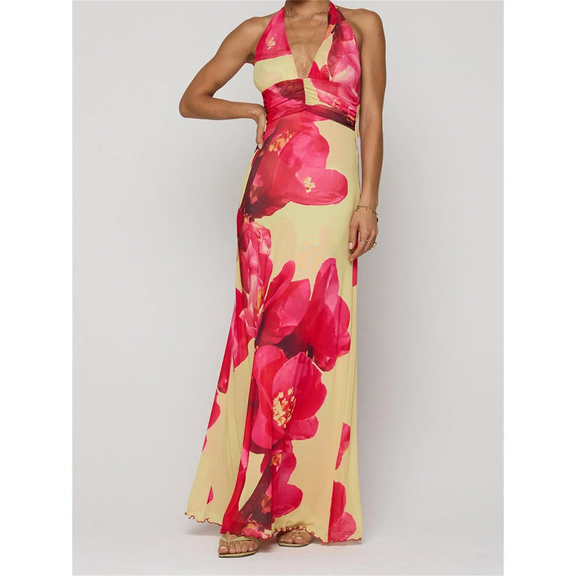 Women Long Dress, Sleeveless Halter Dress Backless Flower/Dots Print Summer Cocktail Dress - TikTok Shop Women Long Dress, Sleeveless Halter Dress Backless Flower/Dots Print Summer Cocktail Dress - TikTok Shop