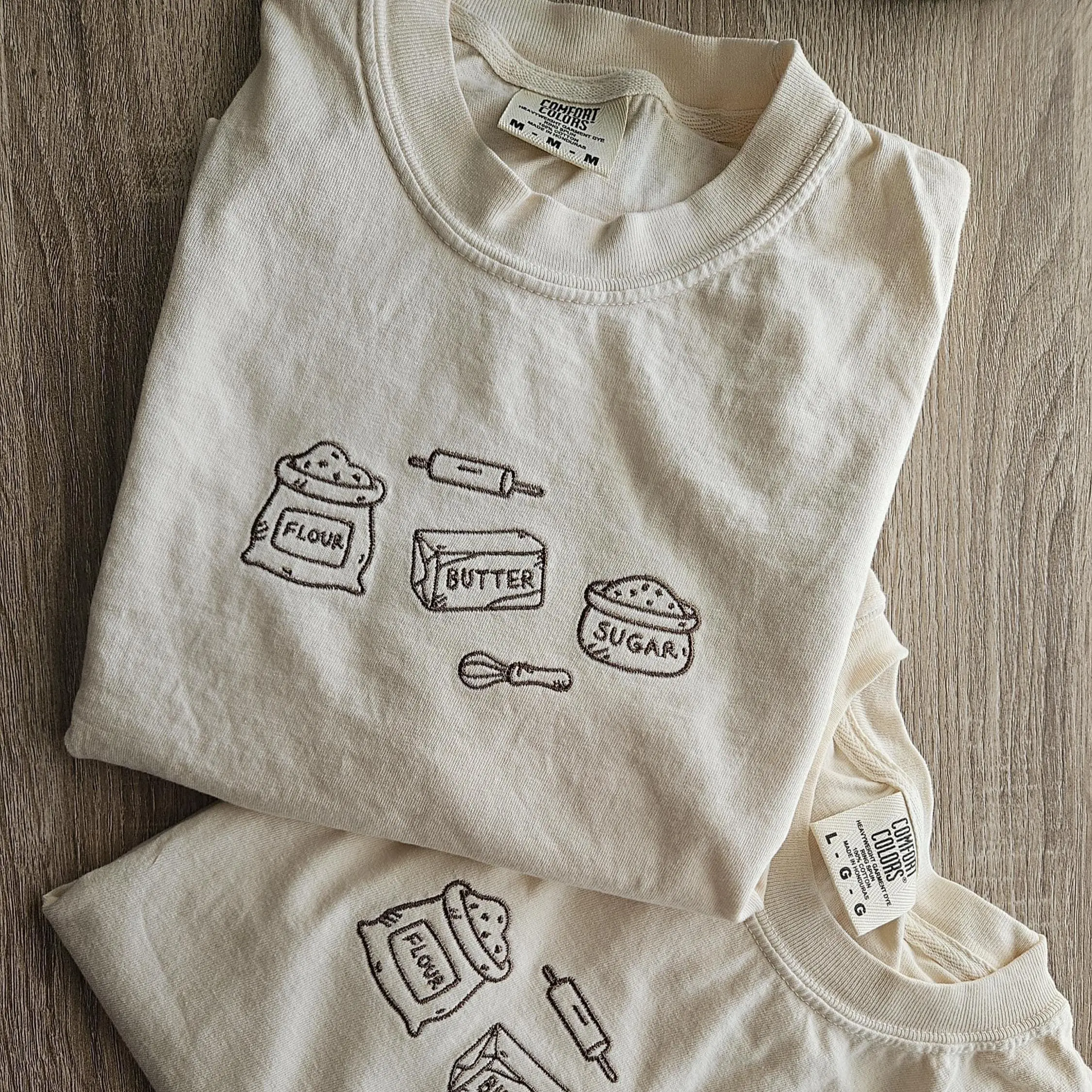 Butter Flour Sugar Embroidery Shirt Baking Chef Shirt Sweetooth Lovers Shirt Salted Butter Shirt Flour Shirt Sugar Shirt Mom Baker Tee