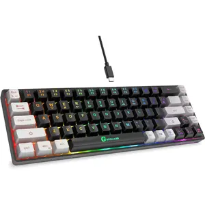 65% Gaming Keyboard, Wired Backlit Mini Keyboard, Ultra-Compact Anti-Ghosting No-Conflict 68 Keys Membrane Gaming Wired Keyboard for PC Laptop Windows Gamer