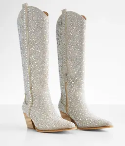 Alice Silver Rhinestone To The Knee Boots