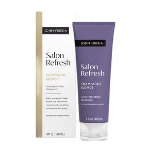John Frieda Salon Blonde Champagne Tone Perfecting Treatment with Protein-Peptide Complex, Hair Toner, Toner for Blonde Hair 4 fl oz