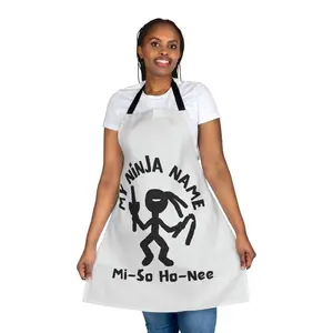 Mi So Ho Nee My Ninja Name Apron NJ212 5-Color Straps (AOP) 100% Polyester with Vicious Van Gop Design for Kitchen Use
