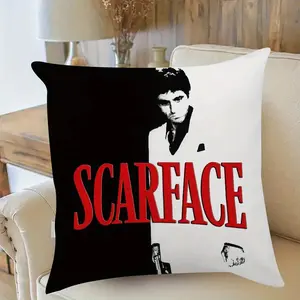 1PC "Scarface" Movie Character Pillowcase - Soft and comfortable, machine washable, polyester fabric with zipper closure, perfect for living room decoration (Pillow insert not included)
