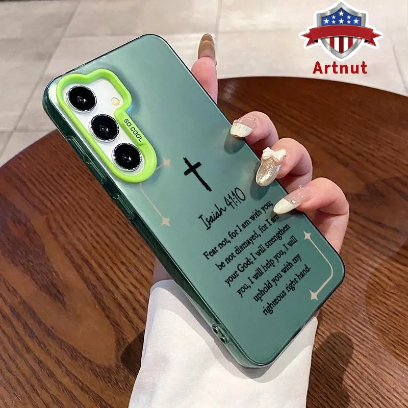 Christian Bible Isaiah Pattern Case Compatible with GalaxyS24 Plus S25 S23 S22 Ultra S23+ IMD Hybrid Plate Scratch-resistant Rugged Durable Smartphone Cover for Girl