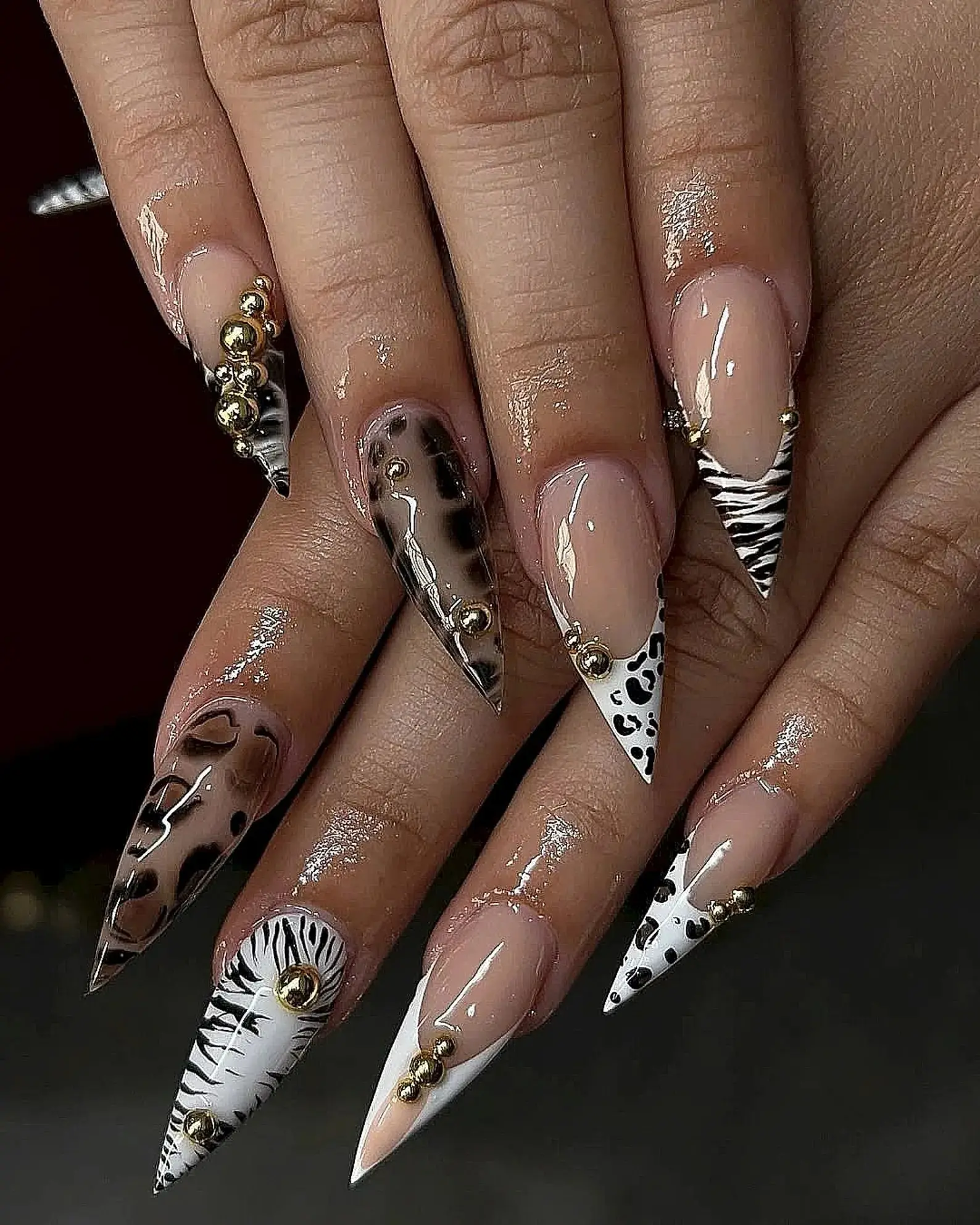 Nail Karma - Safari Wild Animal Print Nails, Handpainted Leopard Zebra Press On Nails, Handmade Nails, Custom Press On Nails, Acrylic Nails, False Nails