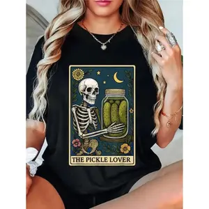 Unisex T-Shirt for Pickle Lovers – Tarot Card Skeleton Foodie Print