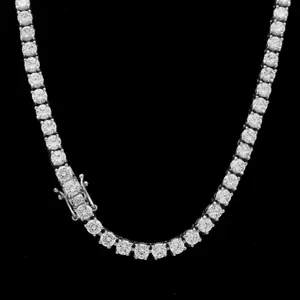 Men's Personalized Zircon Tennis Chain, Hip-Hop Versatile High-End Thin Chain Jewelry Necklaces, Thin Chain Necklaces