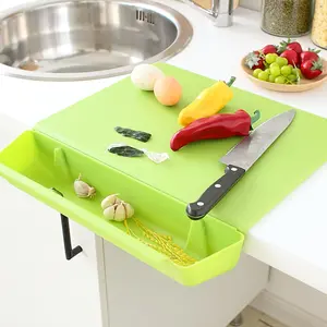 2-in-1 slip-resistant cutting board and food container with removable cutting board, space-saving design, ergonomic handle - durable plastic kitchen storage box, suitable for indoor/outdoor use.