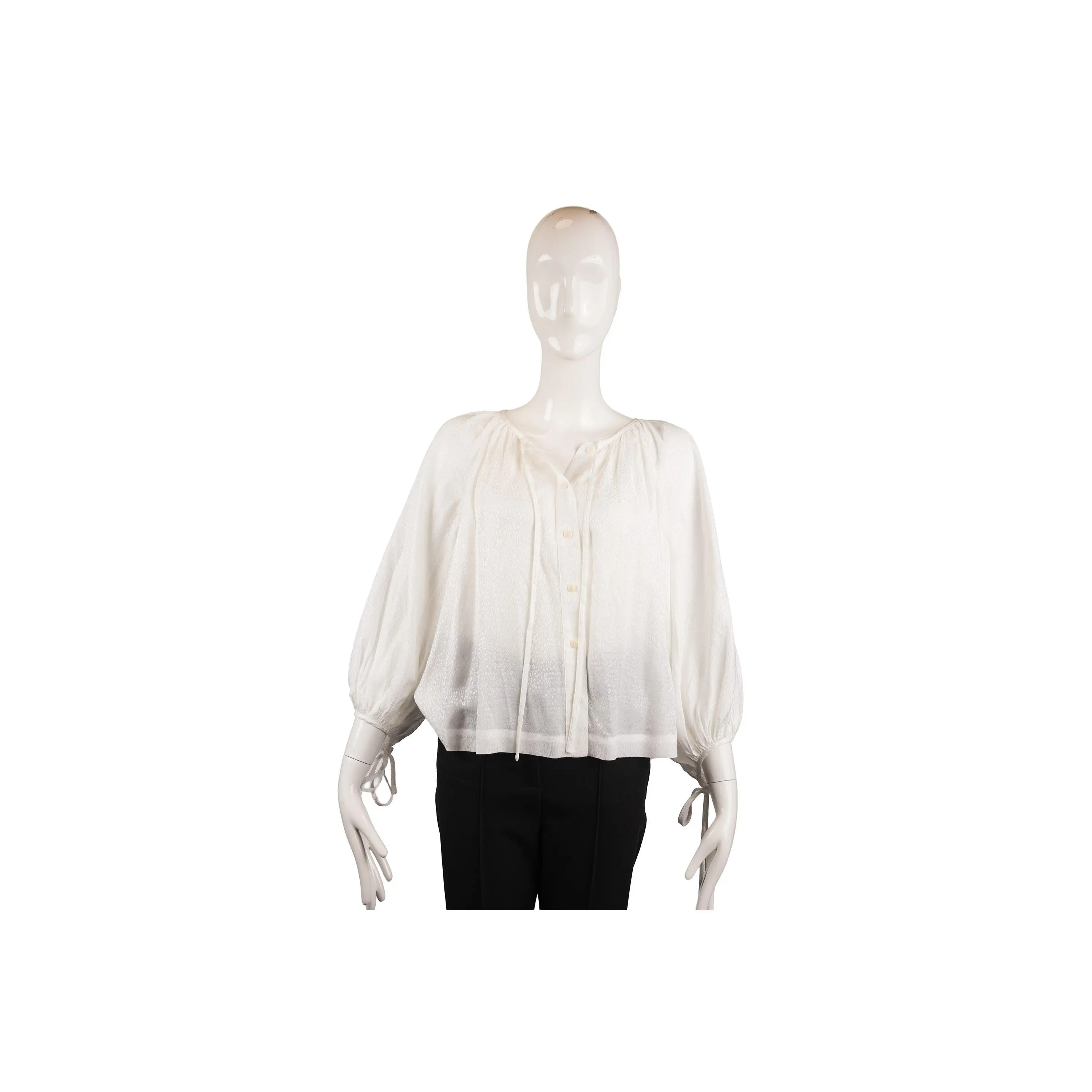 Ted Baker Cream Satin Cheetah Jacquard Button-Down Blouse Size 2