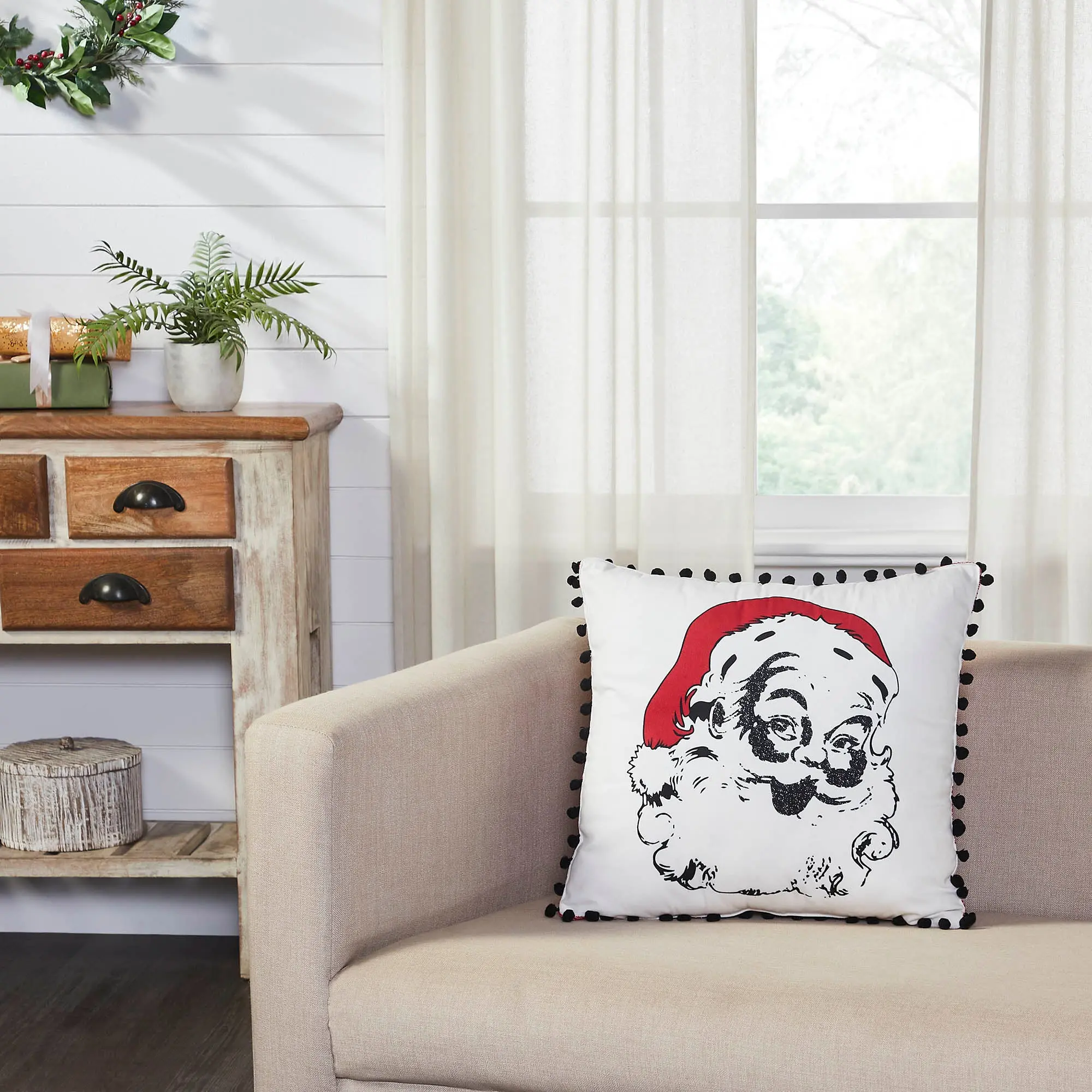Annie Red Check Vintage Santa Pillow