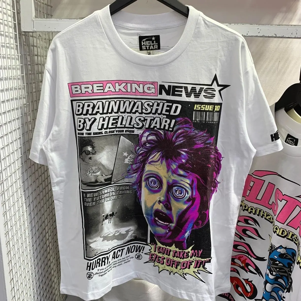 Hell-star Breaking News T-Shirt Vintage Shirt Streetwear Shirt Unisex Cotton Crewneck Shirt W31