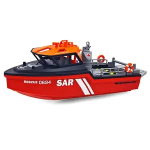 TX694 RC Boat 2.4G 1/32 Powerful Brushless Motor Long Distance Radio Remote Control Rescue Boat Model Toys Children Adult Boys Need to Buy 2AA Batteries