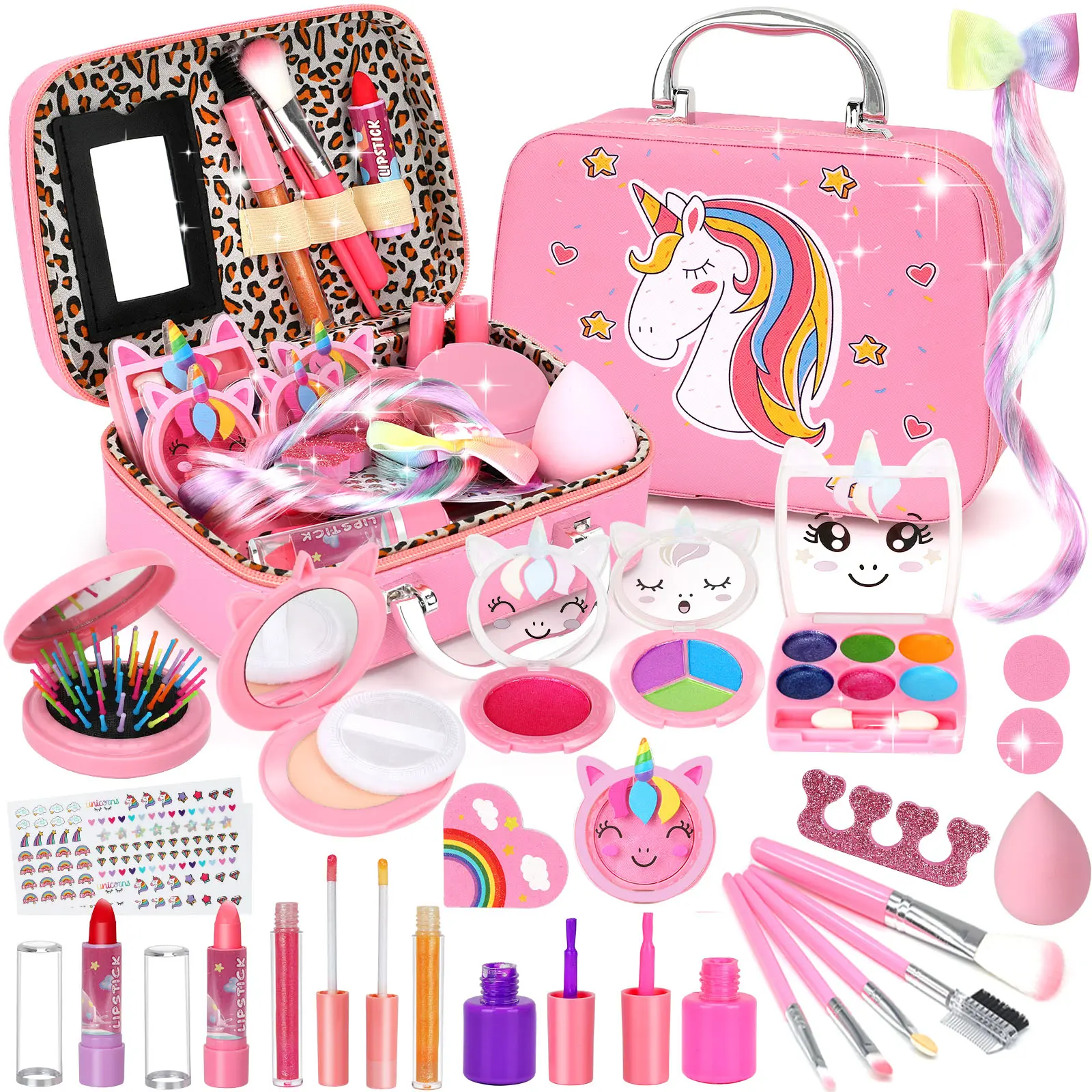 28pcs  Children's Makeup Set, Washable Makeup Set, perfect as a birthday, Valentine's Day, or Christmas gift for girls ages 3–12.