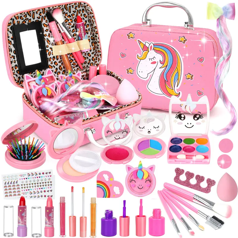 28pcs Children's Makeup Set, Washable Makeup Set, Pretend Play Item, perfect as a birthday, Valentine's Day, or Christmas gift for girls ages 3–12.